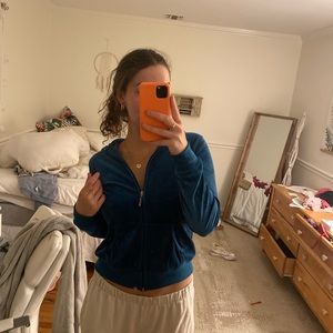 velour zip up sweatshirt